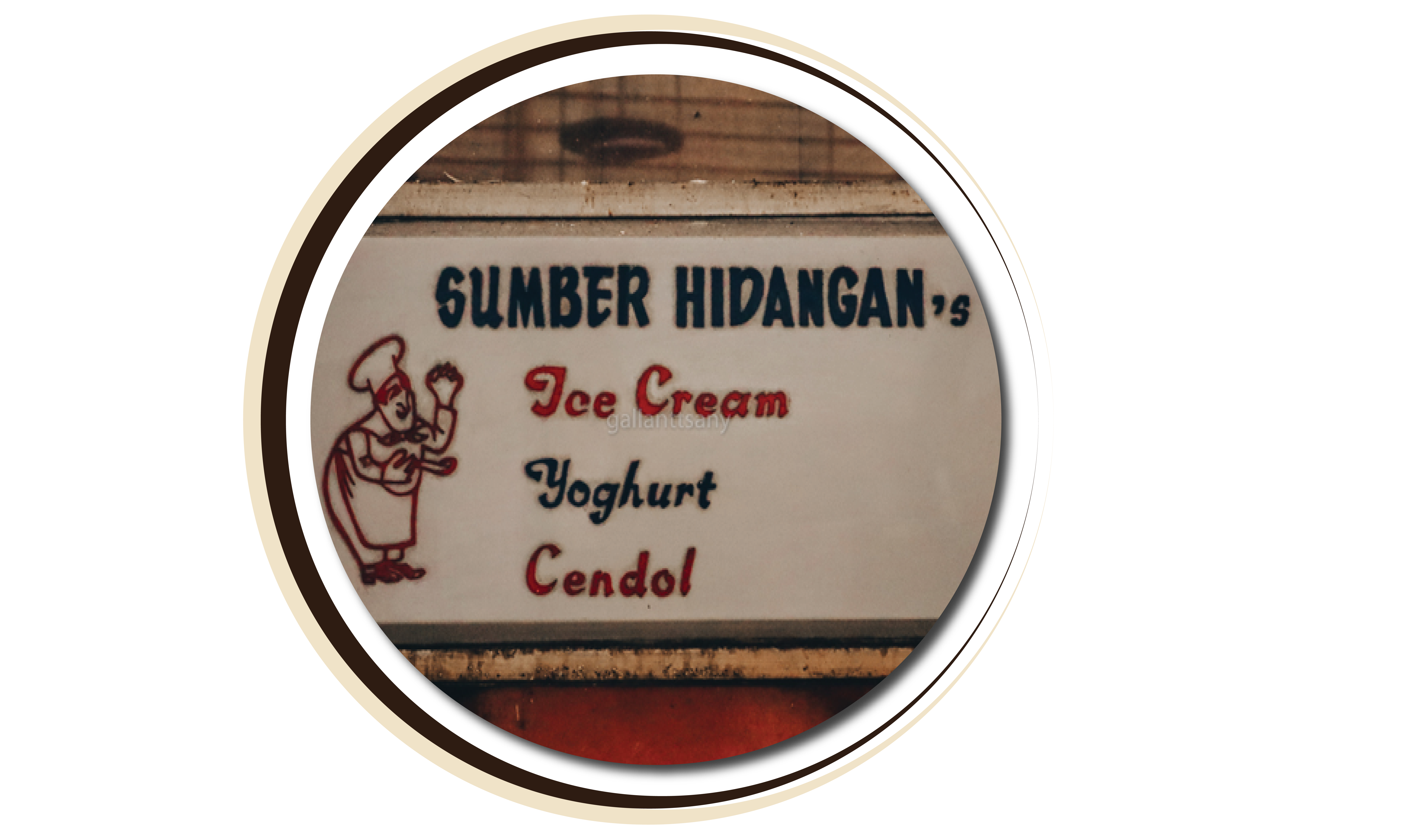 Label vintage Sumber Hidangan's Ice Cream, Yoghurt, Cendol